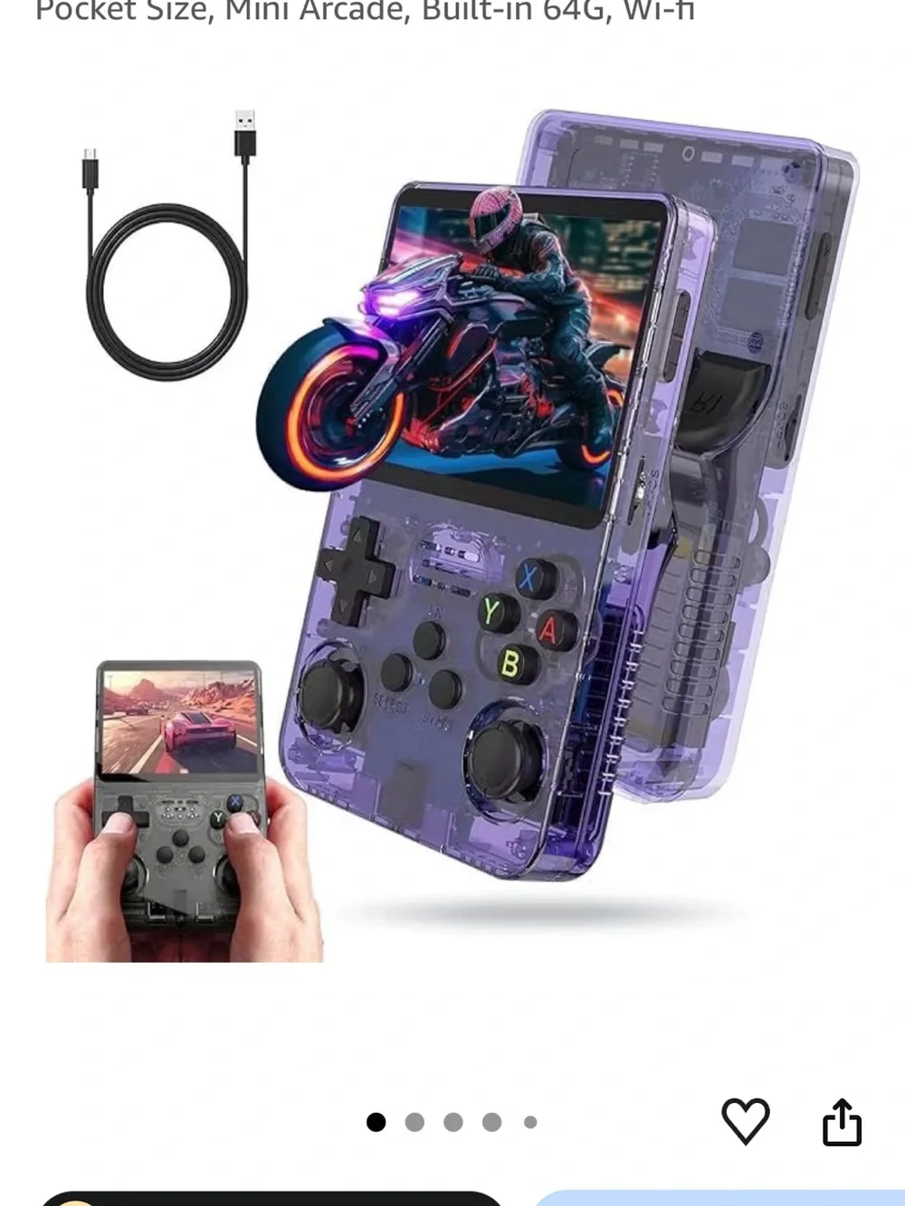 Handheld Game Console R36S — Translucent Purple